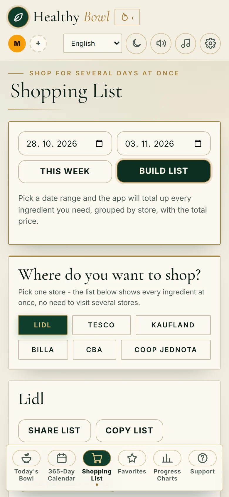 Shopping list